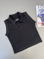 تاپ یقه دار مشکی GYMSHARK